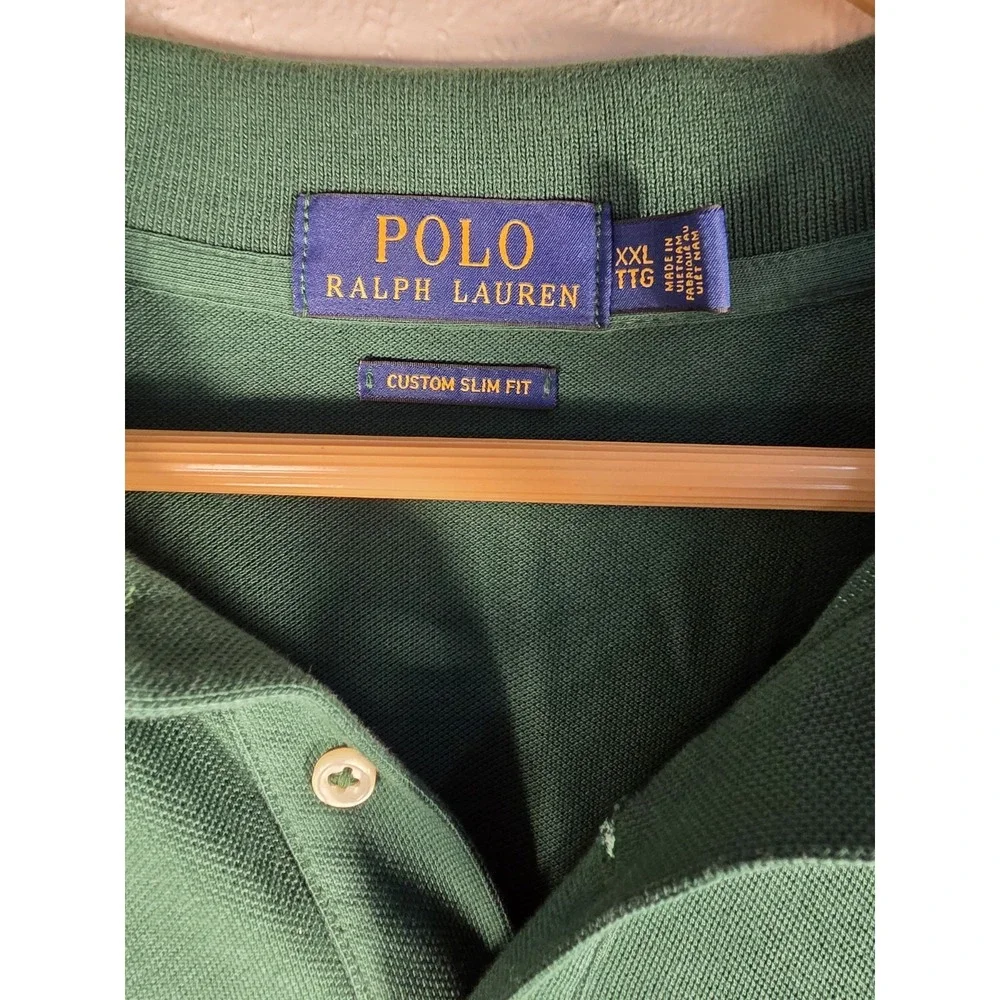 Polo Ralph Lauren Long Sleeve Big Pony Crest Green Rugby Shirt Men's Size 2XL